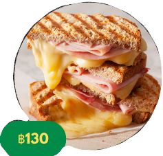 High tea breakfast: 3 small sandwiches with ham, cheese and jam