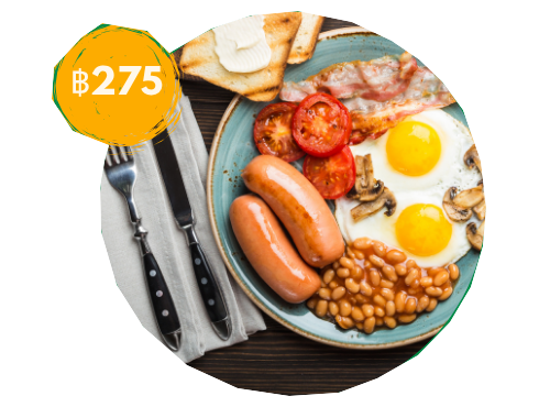Full English traditional breakfast incl: Orange juice and coffee or tea